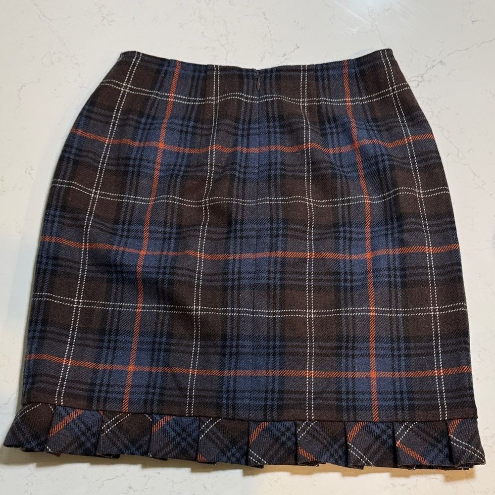 Cabi Plaid Women's Skirt in Blue and Brown.
